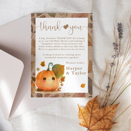 Sweet Pumpkin Fall Baby Shower Thank You Card