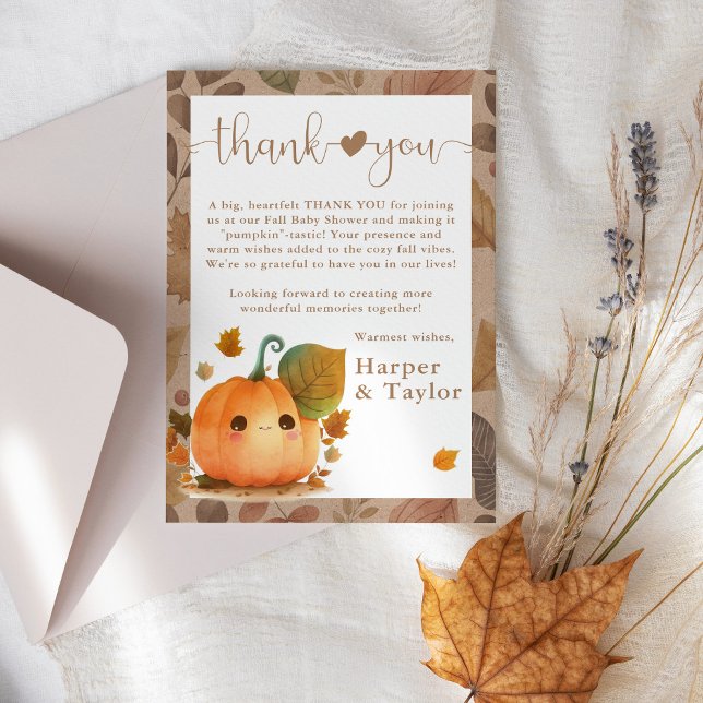 Sweet Pumpkin Fall Baby Shower Thank You Card (Get ready to "squash" the ordinary and embrace the extraordinary with our Fall Baby Shower theme! )