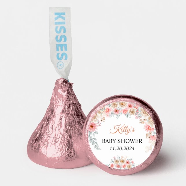 Sweet Pumpkin Floral Baby Shower Hershey®'s Kisses® (Front)