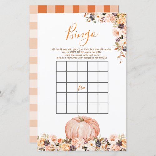 Sweet Pumpkin Rustic Floral Birthday Bingo Game