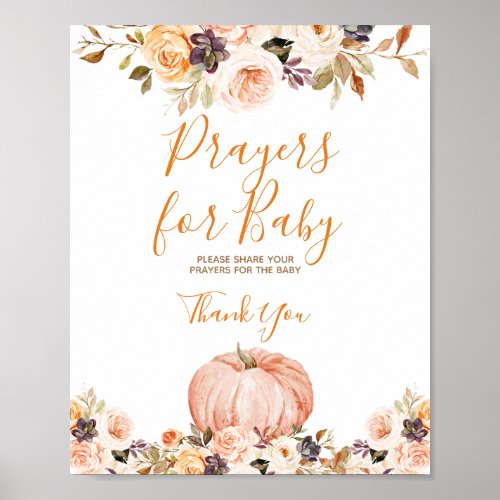 Sweet Pumpkin Rustic Floral Prayers for Baby Poster