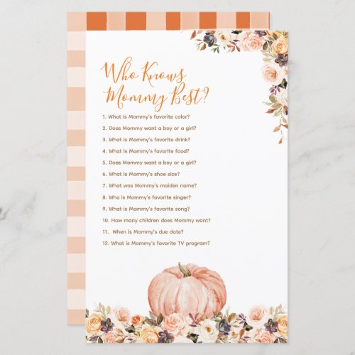 Sweet Pumpkin Rustic Floral Who Knows Mommy Best