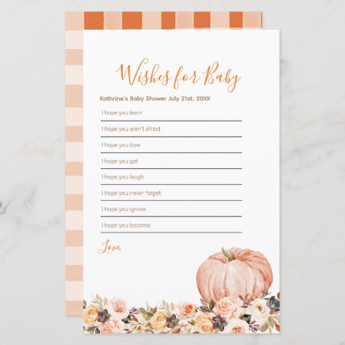 Sweet Pumpkin Rustic Floral Wishes for Baby