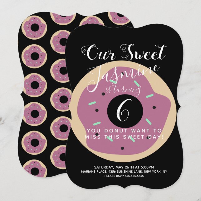 Sweet Pumpkin Sprinkle Donut Birthday Invitation (Front/Back)