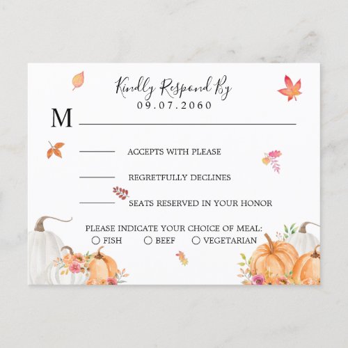 Sweet Pumpkin Wedding RSVP Card