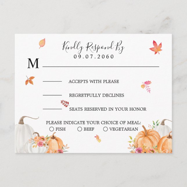 Sweet Pumpkin Wedding RSVP Card (Front)