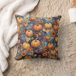 Sweet Pumpkins Fall Pattern Throw Pillow