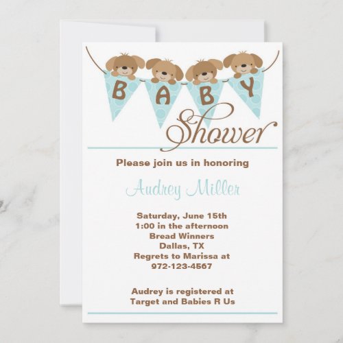 Sweet puppy baby shower Invitations