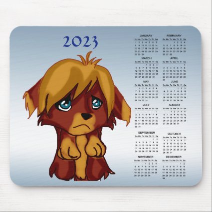 Sweet Puppy Dog 2023 Calendar Mousepad