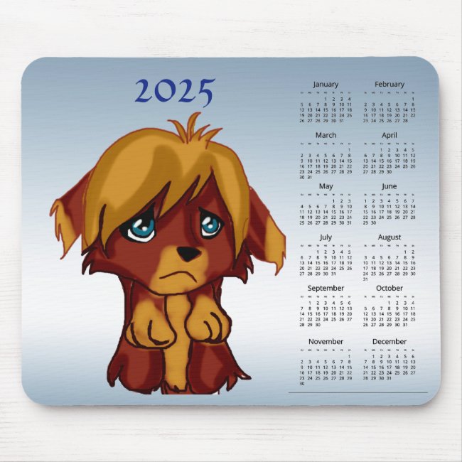 Sweet Puppy Dog 2025 Calendar Mousepad