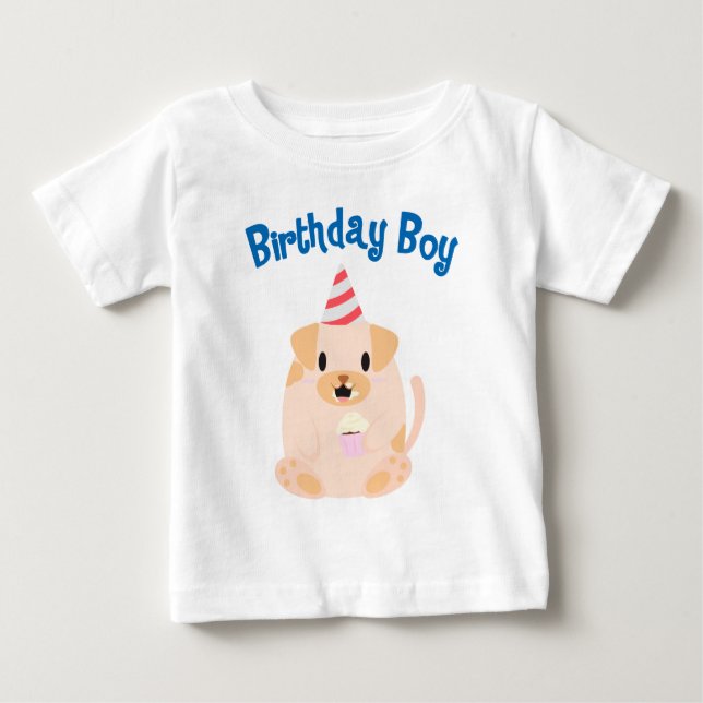 Sweet Puppy Dog Birthday Boy Baby T-Shirt (Front)