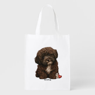 Sweet Puppy Love Design by HavaHug Grocery Bag