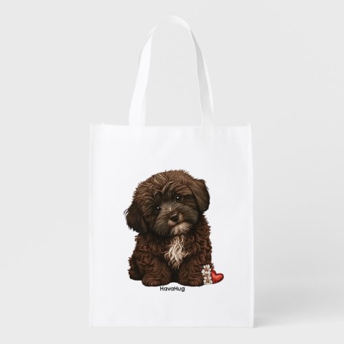 Sweet Puppy Love Design by HavaHug  Grocery Bag