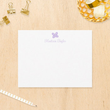 Sweet Purple Butterfly Personalized Stationery Note Card by printcreekstudio at Zazzle