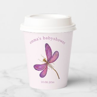 Sweet Purple Dragonfly - Babyshower Paper Cups