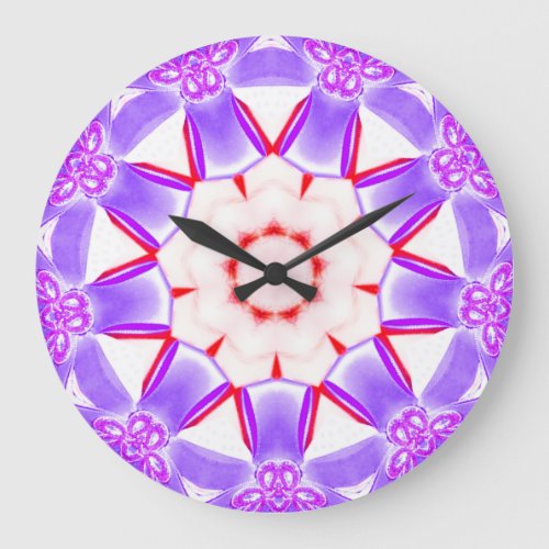 Sweet Purple Flower Fractal  Large Clock