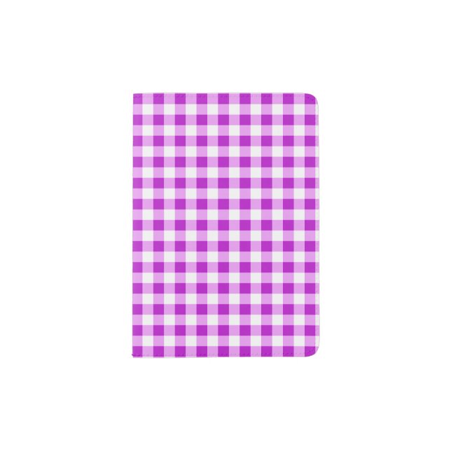  Sweet Purple  Gingham check Passport Holder (Front)