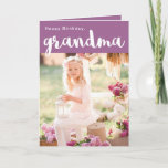 Sweet Purple Happy Birthday Grandma Photo Card<br><div class="desc">Pretty lavender purple and white birthday greeting card for grandmother,  features a front photo and inside customized message.</div>