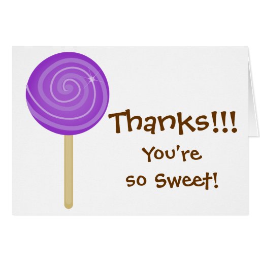 Sweet Purple Lollipop Thank You Card | Zazzle