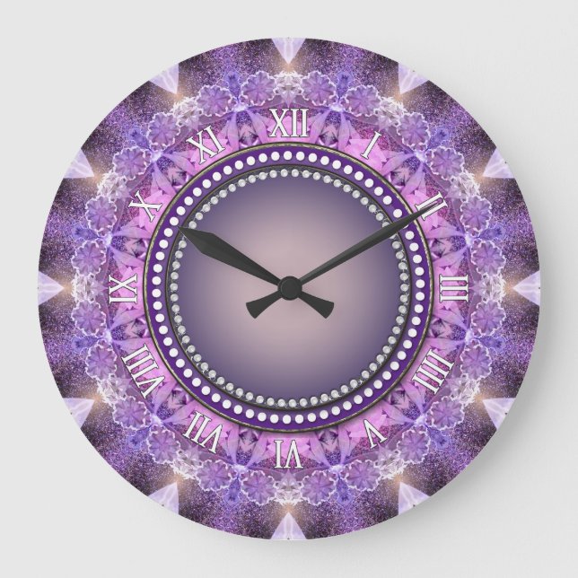 Sweet Purple Mandala Lace Wall Clock (Front)