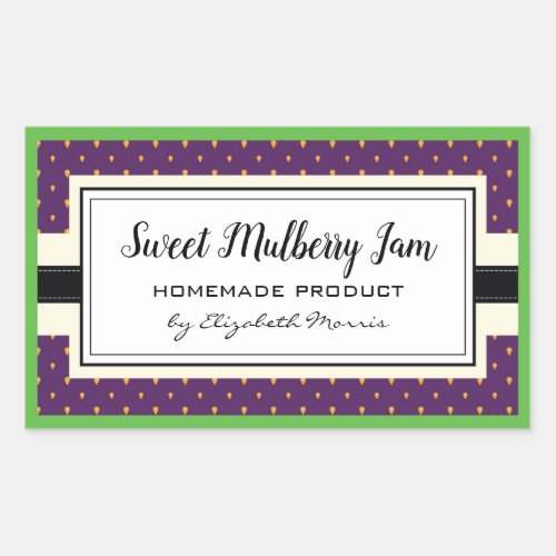 Sweet purple mulberry jam label homemade product rectangular sticker