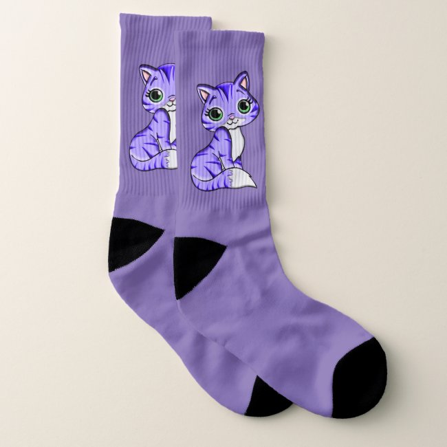 Sweet Purple Pet Kitty Cat Socks