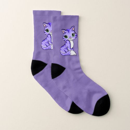 Sweet Purple Pet Kitty Cat Socks