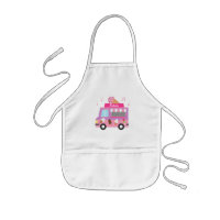 Sweet Purple Pink Ice Cream Truck For Girls Kids' Apron