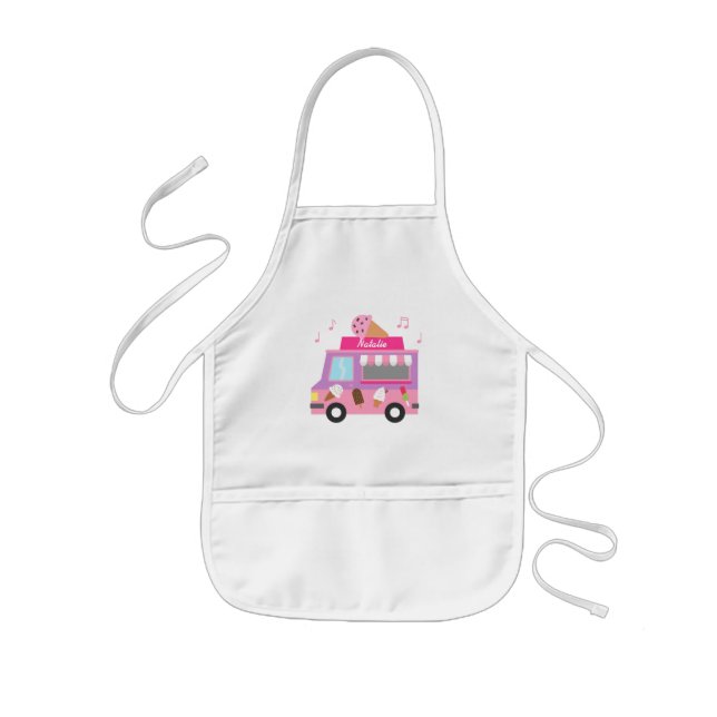 Sweet Purple Pink Ice Cream Truck For Girls Kids' Apron (Front)