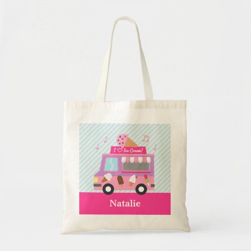 Sweet Purple Pink Ice Cream Truck For Girls Tote Bag