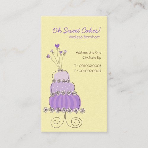 Sweet Purple Wedding Cake Custom Profile Card / Business Card