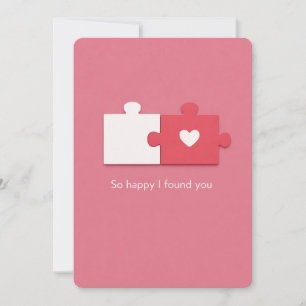 Sweet Puzzle Piece New Relationship Valentine Holiday Card