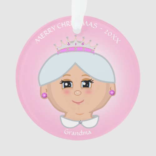 Sweet Queen Grandma on Pink Ornament