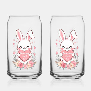 Sweet Rabbit and Flowers Can Glass