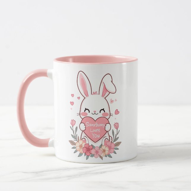 Sweet Rabbit and Flowers Mug (Left)