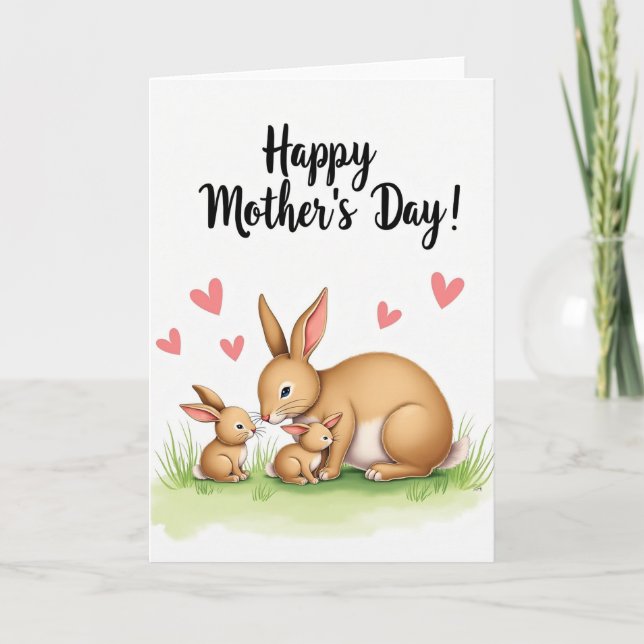 Sweet Rabbit Family Mothers Day Card (Front)