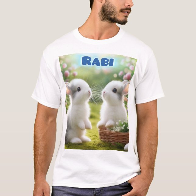 Sweet Rabbit Illustration T-Shirt for pet lovers (Front)