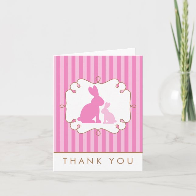 Sweet Rabbits Baby Shower Thank You Card (Front)