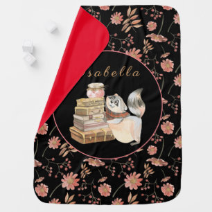 Sweet Raccoon Customize Text and Color Baby Blanket