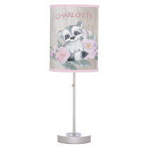 Sweet Raccoon Floral Woodland Animal Baby Nursery  Table Lamp