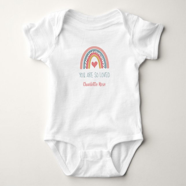 Sweet Rainbow And Heart Baby Girl Bodysuit (Front)