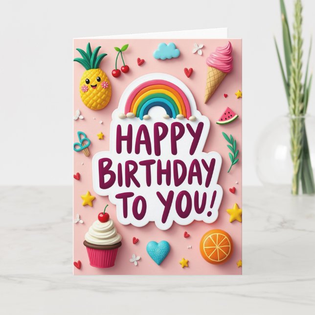 Sweet Rainbow Birthday Card (Front)