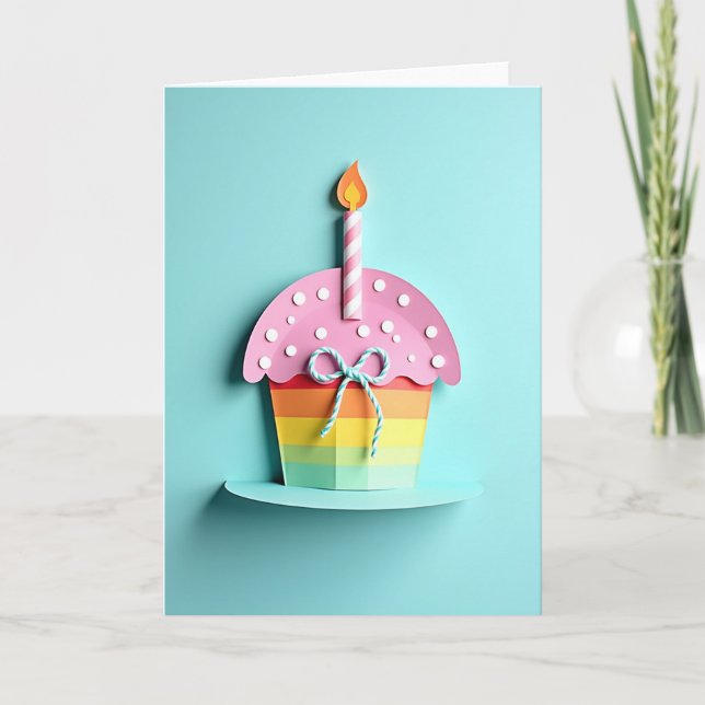 Sweet Rainbow Cupcake Card (Front)