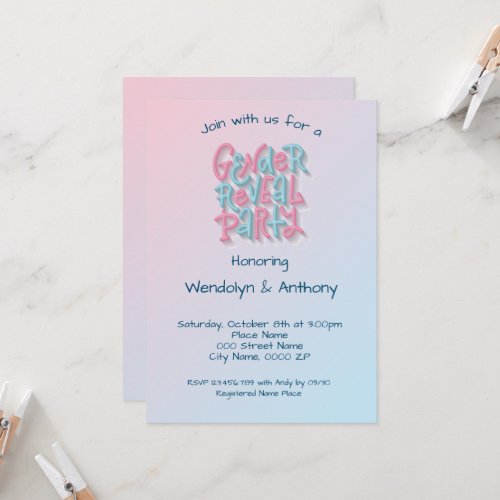 Sweet Rainbow Gender Reveal Party  Invitation