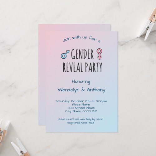 Sweet Rainbow Gender Reveal Party  Invitation