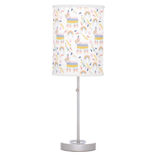 Sweet Rainbow Llama Pattern Colorful Whimsical Table Lamp