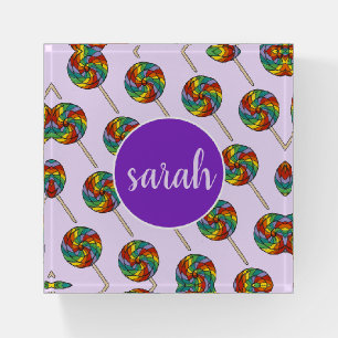 Sweet Rainbow Lollipop Lolly Candy Purple Paperweight