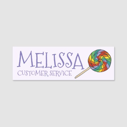 Sweet Rainbow Lollipop Lolly Candy Store Name Tag