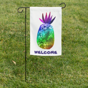 Sweet Rainbow Pineapple Colorful Customize it! Garden Flag