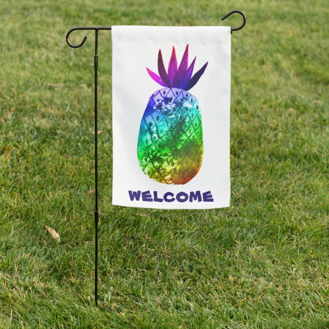 Sweet Rainbow Pineapple Colorful Customize it!  Garden Flag (In SItu)